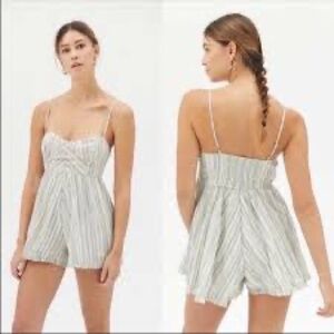 Gray and‎ White Striped Romper